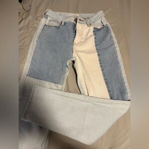 PACSUN Colorblock Light Wash Women’s Jeans - Patchwork Two-Tone